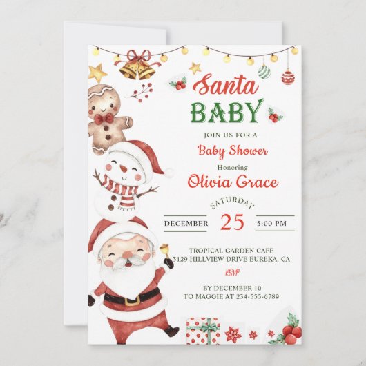Santa Baby Kerst Baby Shower Kaart (Voorkant)