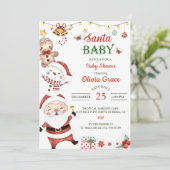 Santa Baby Kerst Baby Shower Kaart (Staand voorkant)