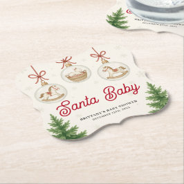 Santa Baby Kerst Baby Shower  Kartonnen Onderzetters