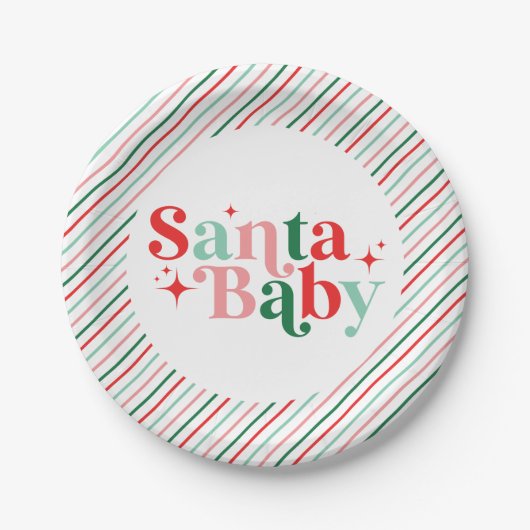 Santa Baby kerst baby shower Papieren Bordje (Voorkant)