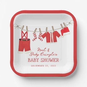 Santa Baby Kerst Baby Shower Papieren Bordje