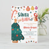 Santa baby Kerst Baby shower Party Kaart (Staand voorkant)