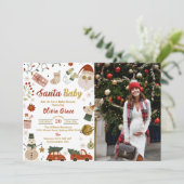 Santa Baby Kerst Baby shower Party Kaart (Staand voorkant)