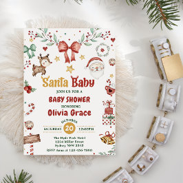 Santa Baby Kerst Baby shower Party Kaart