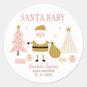 Santa Baby, Kerst Baby shower Ronde Sticker