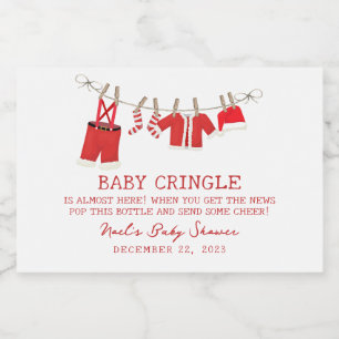 Santa Baby Kerst Baby Shower Sparkling Wijnetiket