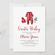 Santa Baby Kerst Baby Shower Uitnodiging