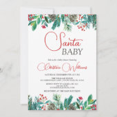 🎄✨ Santa Baby Kerst Baby Shower Uitnodiging ✨ (Voorkant)