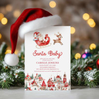 Santa Baby Kerst Baby Shower Uitnodiging