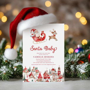 Santa Baby Kerst Baby Shower Uitnodiging