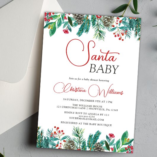 🎄✨ Santa Baby Kerst Baby Shower Uitnodiging ✨