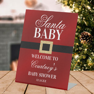 Santa Baby Kerst Baby Shower Welkom Reclamebord Met Voetstuk