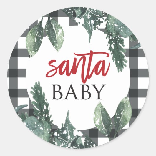 Santa Baby Kerst Borrel Ronde Sticker (Voorkant)