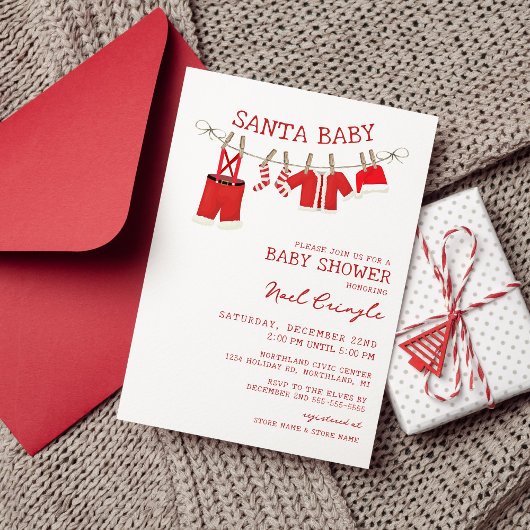Santa Baby Kerst Borrel Uitnodigingen