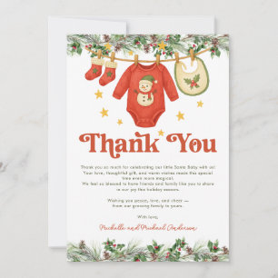 Santa Baby Kerst Clothesline Baby Shower Bedankkaart