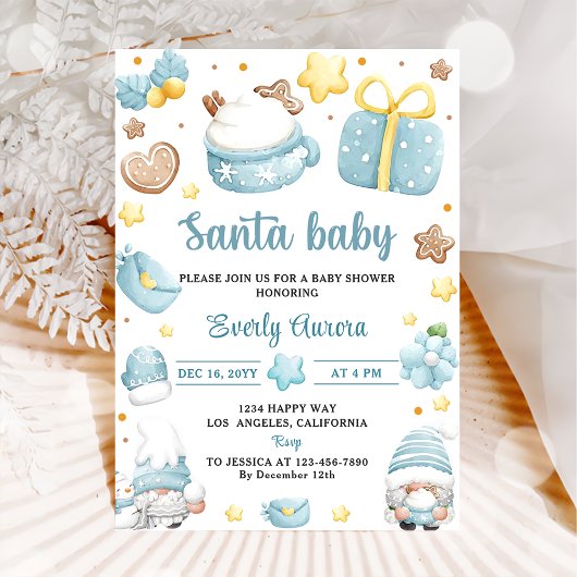 Santa Baby Kerst Gnomes Baby shower Party Kaart
