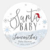 Santa Baby Kerst Winter Baby Borrel Ronde Sticker (Voorkant)