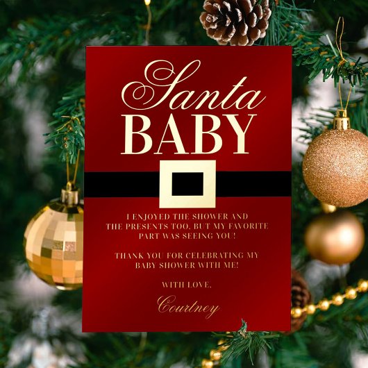 Santa Baby | KerstBaby shower Dank u wel Folie Uitnodiging