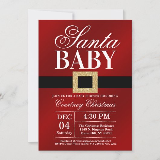 Santa Baby | KerstBaby shower Kaart (Voorkant)