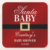 Santa Baby | KerstBaby shower Kartonnen Onderzetters (Voorkant)