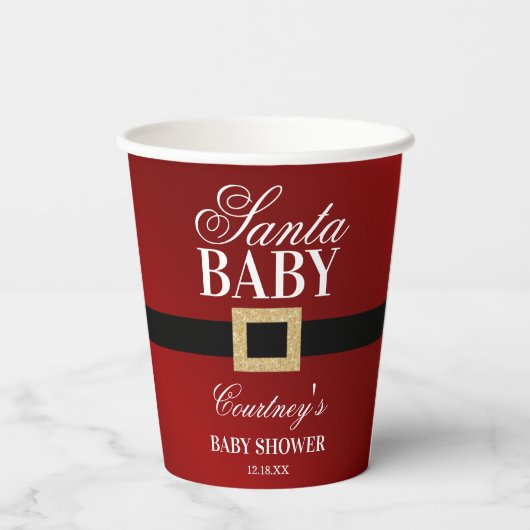 Santa Baby | KerstBaby shower Papieren Bekers (Achterkant)
