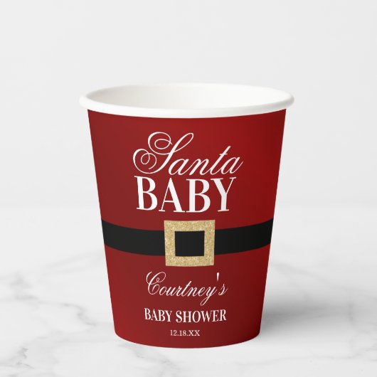 Santa Baby | KerstBaby shower Papieren Bekers (Voorkant)