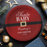 Santa Baby | KerstBaby shower Papieren Bordje<br><div class="desc">Viel in stijl met deze trendy baby shower papieren borden. Het ontwerp is gemakkelijk te personaliseren met je eigen formulering en je familie en vrienden zullen enthousiast zijn als ze deze fantastische feestelijke borden zien.</div>