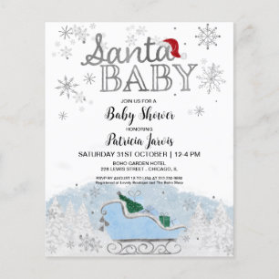 Santa Baby kerstbudgetuitnodiging voor Baby shower