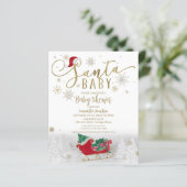 Santa Baby kerstbudgetuitnodiging voor Baby shower (Staand voorkant)