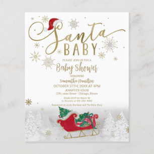 Santa Baby kerstbudgetuitnodiging voor Baby shower