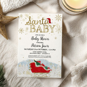 Santa Baby kerstbudgetuitnodiging voor Baby shower