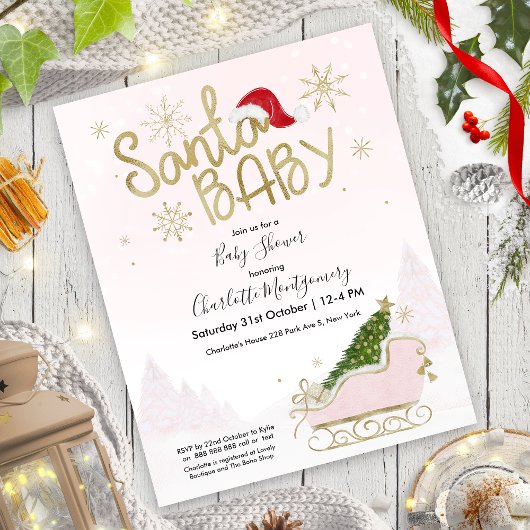 Santa Baby kerstbudgetuitnodiging voor Baby shower