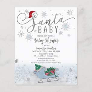Santa Baby kerstbudgetuitnodiging voor Baby shower