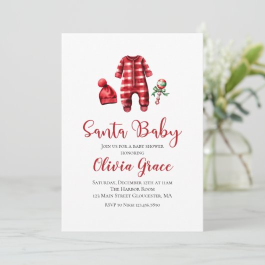 Santa Baby kerstfeest Baby shower Kaart (Staand voorkant)