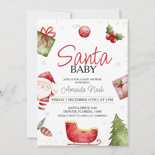 Santa Baby kerstfeest Baby shower Kaart (Voorkant)