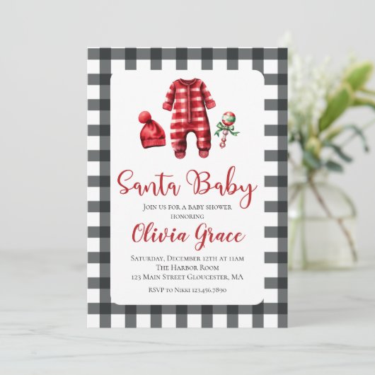 Santa Baby kerstfeest Baby shower Kaart (Staand voorkant)