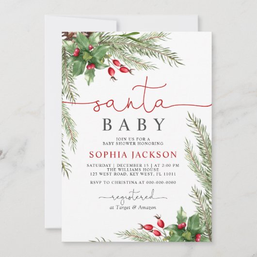 Santa Baby kerstfeest Baby shower Kaart (Voorkant)