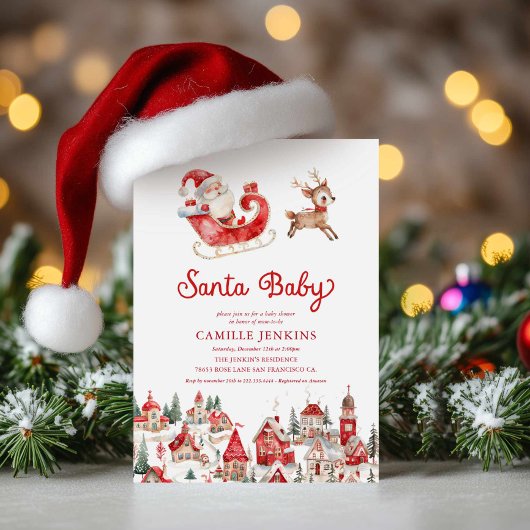 Santa Baby kerstfeest Baby shower Kaart