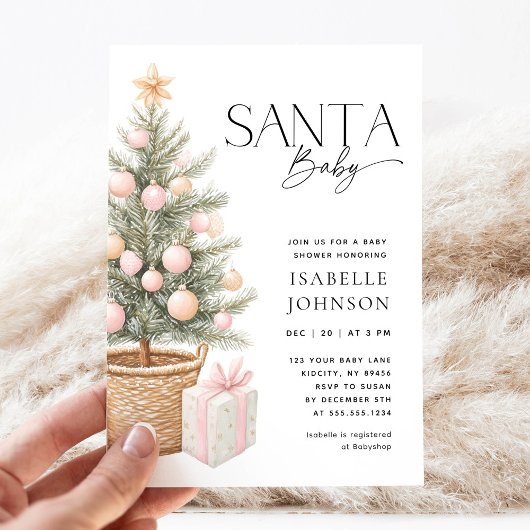 Santa Baby kerstfeest Baby shower Kaart