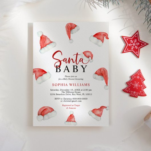 Santa Baby kerstfeest Baby shower Kaart