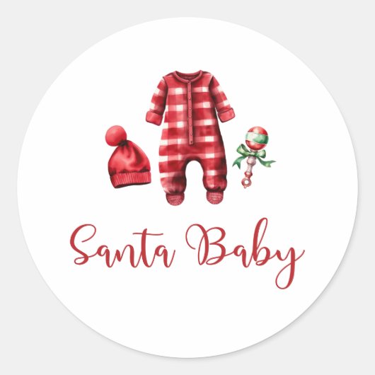 Santa Baby kerstfeest Baby shower Ronde Sticker (Voorkant)
