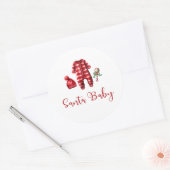 Santa Baby kerstfeest Baby shower Ronde Sticker (Envelop)