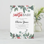 Santa Baby kerstfeest Baby shower uitnodiging 2 (Staand voorkant)