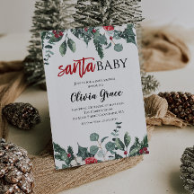 Santa Baby kerstfeest Baby shower uitnodiging 2