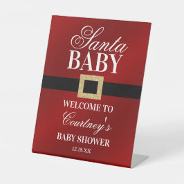Santa Baby | Kerstfeest Baby shower Welkom Reclamebord Met Voetstuk