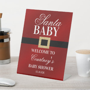 Santa Baby Kerstfeest Baby shower Welkom Reclamebord Met Voetstuk