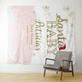 Santa Baby kerstmeisje Baby shower achtergrond Wandkleed (In Situ (horizontaal))
