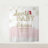 Santa Baby kerstmeisje Baby shower achtergrond Wandkleed (Voorkant)