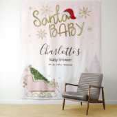 Santa Baby kerstmeisje Baby shower achtergrond Wandkleed (In situ)
