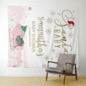 Santa Baby kerstmeisje Baby shower achtergrond Wandkleed (In Situ (horizontaal))